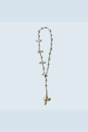 Ivory Hymn– Silver Pearl Necklace with Cross Baroque Pendant