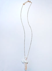 “Divine Whisper” –Cross Pearl Pendant on 14K Gold-Plated Silver Chain