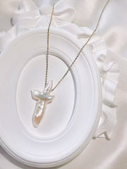“Divine Whisper” –Cross Pearl Pendant on 14K Gold-Plated Silver Chain