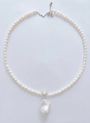 “Aurora Drop” – 925 Sterling Silver Freshwater Pearl Pendant Necklace