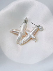 Cross Pearl Earrings