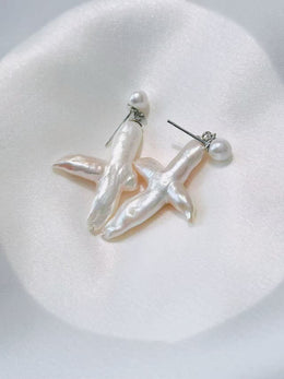 Cross Pearl Earrings