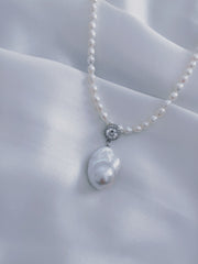 “Aurora Drop” – 925 Sterling Silver Freshwater Pearl Pendant Necklace