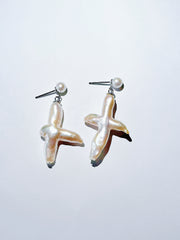 Cross Pearl Earrings